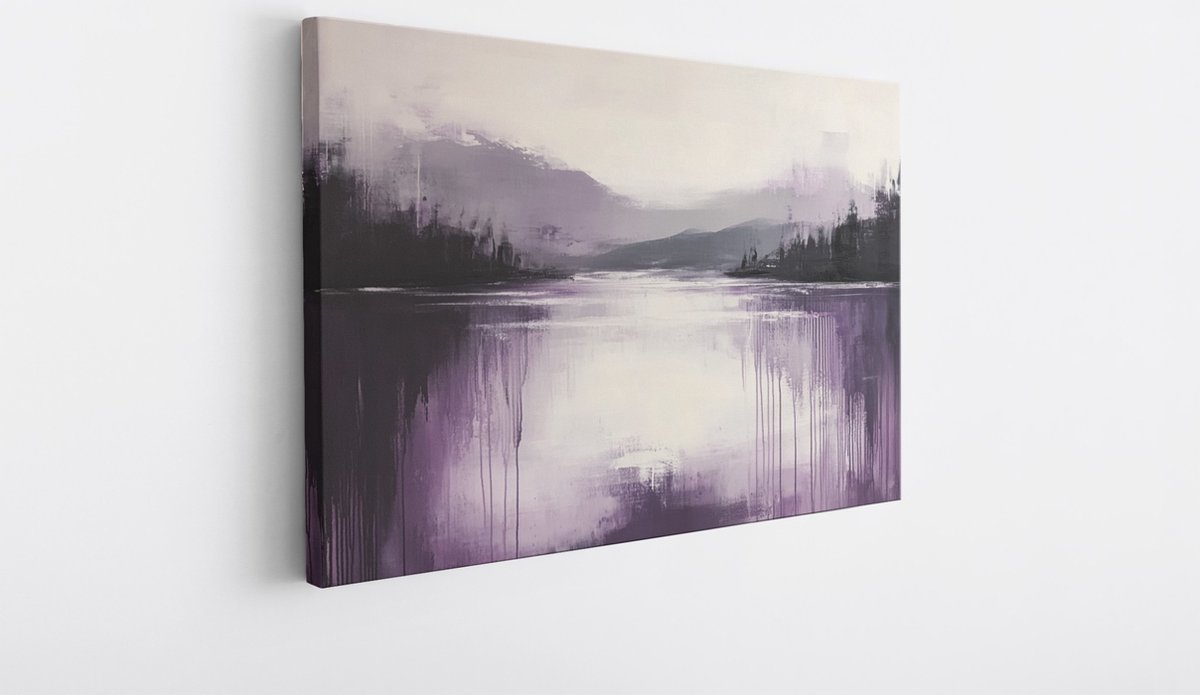 Saammp Canvas Schilderij - paars zwart landschap - Abstract - 120x80 - Foto op canvas - Wanddecoratie - Muurdecoratie Woonkamer - Slaapkamer decoratie - Canvas Print Multicolor