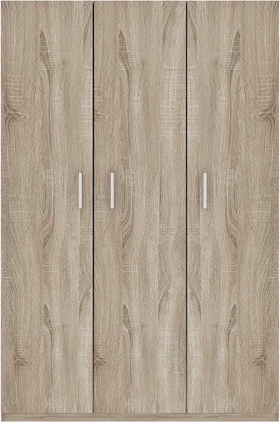 Armoire de rangement Interiax - Armoire ' Mila' - 3 Portes et 8 Étagères | Chêne Sonoma | 180x120x42 cm