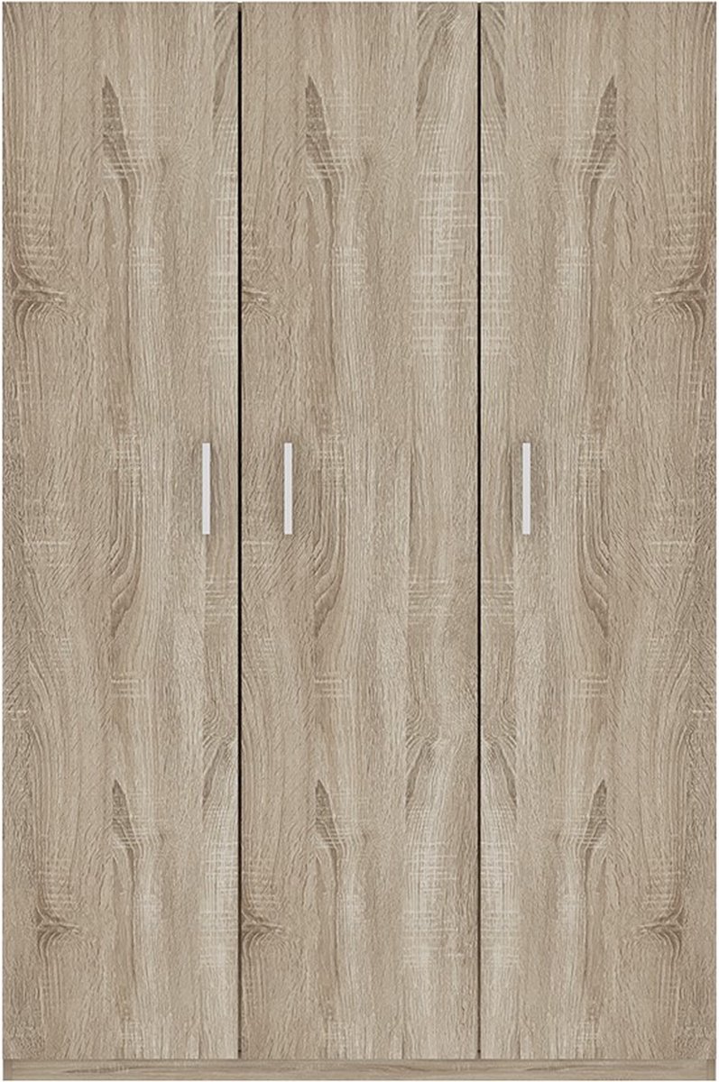 Interiax Opbergkast - Kledingkast 'Mila' - 3 Deuren & 8 Legplanken | Sonoma Eik | 180x120x42 cm