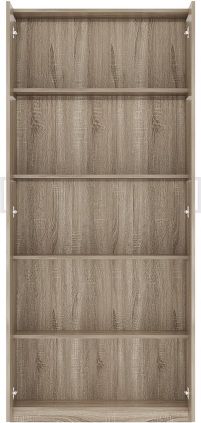 Armoire de rangement Interiax - Armoire ' Mila' - 2 Portes et 4 Étagères | Chêne Sonoma | 180x80x42 cm