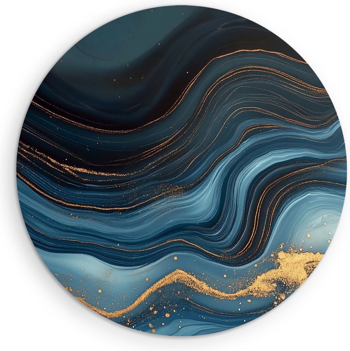 Saammp Muurcirkel Hout - Golvend marmer - Abstract - Ø 50 - Wandcirkel - Wanddecoratie Cirkel - Muurdecoratie Woonkamer - Slaapkamer decoratie - Rond Schilderij