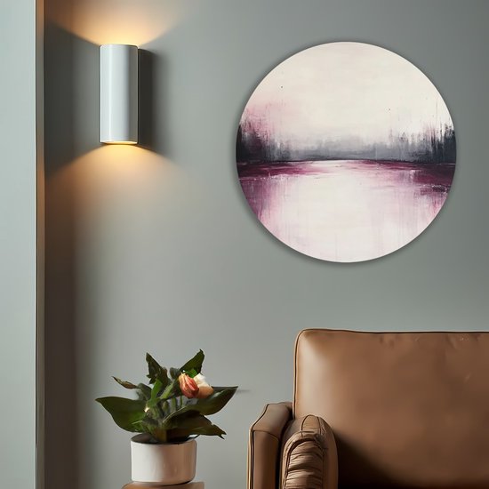 Saammp Muurcirkel Hout - bordeaux rood - minimalistische kunst - Abstracte - Ø 60 - Wandcirkel - Wanddecoratie Cirkel - Muurdecoratie Woonkamer - Kantoor Decoratie