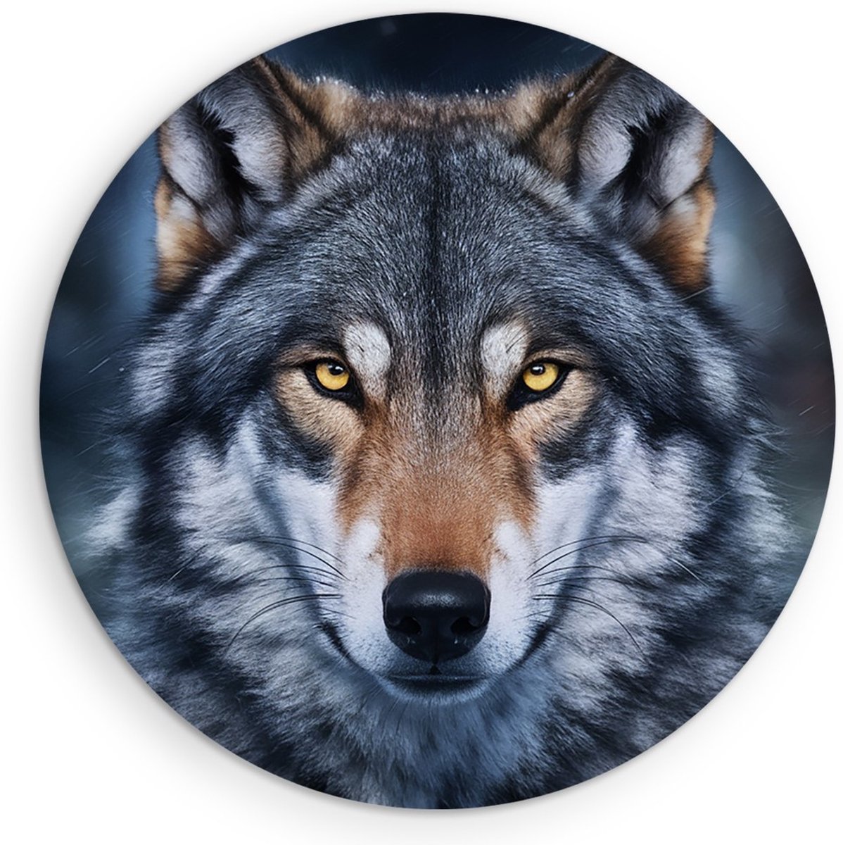 Saammp Forex Muurcirkel - Wolf - Dieren - Natuur - Ø 30 - Wandcirkel - Wanddecoratie Cirkel - muurdecoratie Woonkamer - Slaapkamer decoratie - Rond Schilderij