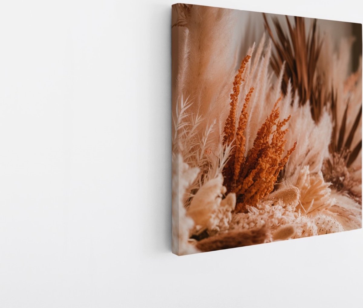 Saammp Canvas Schilderij - Pluimen - Bloemen - Abstract - 30x30 - Foto op canvas - Wanddecoratie - Muurdecoratie Woonkamer - Kantoor Decoratie Multicolor