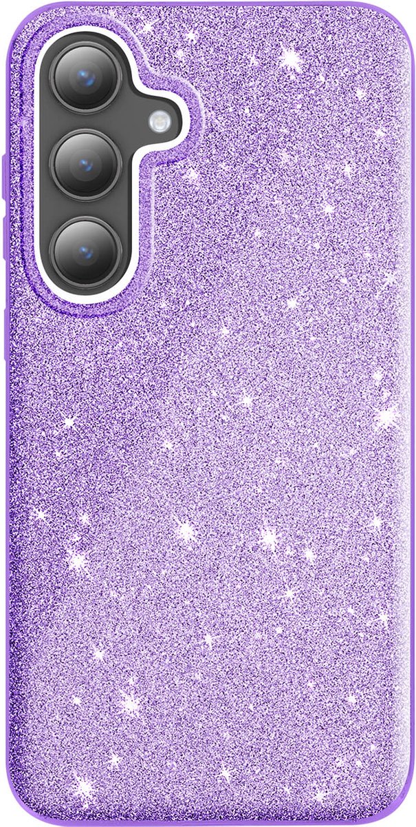 Avizar Glitter hoesje Geschikt voor Samsung Galaxy S24 Ultra ultradun silicone, Paars