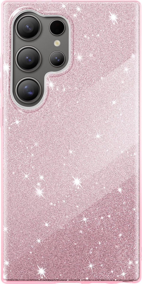 Avizar Glitter hoesje Geschikt voor Samsung Galaxy A15 ultradun siliconen, Roze