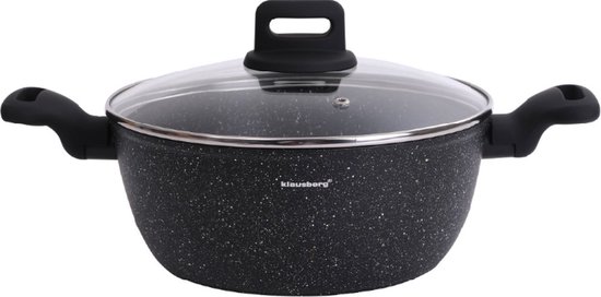 Klausberg 7671 - Casserole en marbre Zwart - 24 cm - noir - avec couvercle