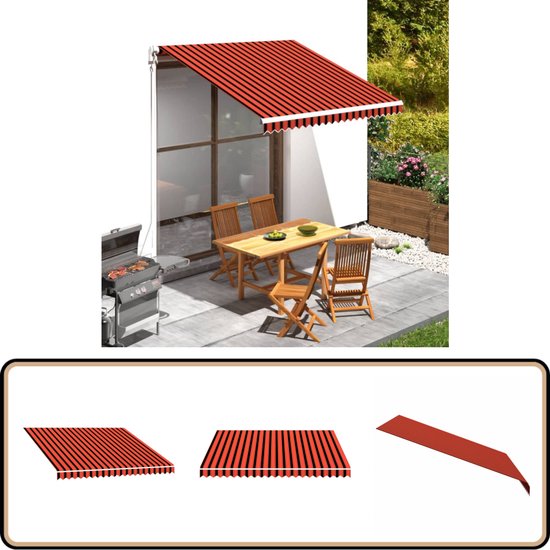 vidaXL Toile d'auvent 300x250 cm Orange et marron Toile d'ombrage - Toile d'auvent - Toile d'extérieur - Véranda - Décoration de patio - Accessoires de jardin - Decor Plein air