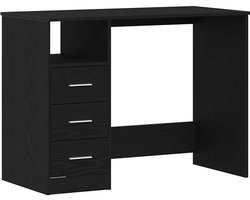 vidaXL - Bureau - met - lades - 102x50x76 - cm - bewerkt - hout - zwart - eikenkleur