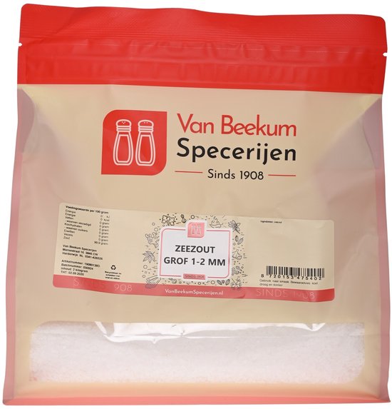 Van Beekum Specerijen - Zeezout Grof 1-2 mm - 2 KG (hersluitbare stazak)