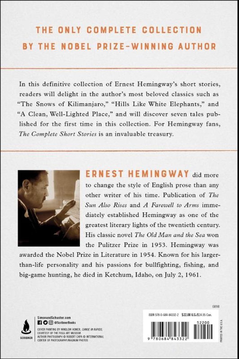 Complete Short Stories Of Ernest Hemingw - back cover