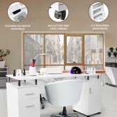 Table de manucure avec aspirateur extracteur - 120 cm x 45 cm x 76 cm - Table de salon professionnelle Manucure Salon d'ongle Studio d'ongle Aspirateur d'ongle Table d'ongle Salon de coiffure Coussins repose-main Wit Roues 1 armoire 2 Planches