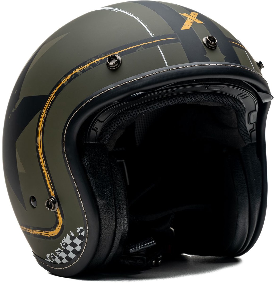 Motor Jet Helm ELEMENT MILITAIR Groene mat XS van MOTOBLOUZ