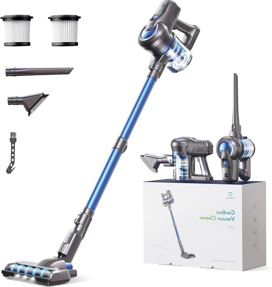 Draadloze Stofzuiger - 22000PA - 6-in-1 - 190W - LED Verlichting - 30 min Gebruik - Efficiënt & Stijlvol