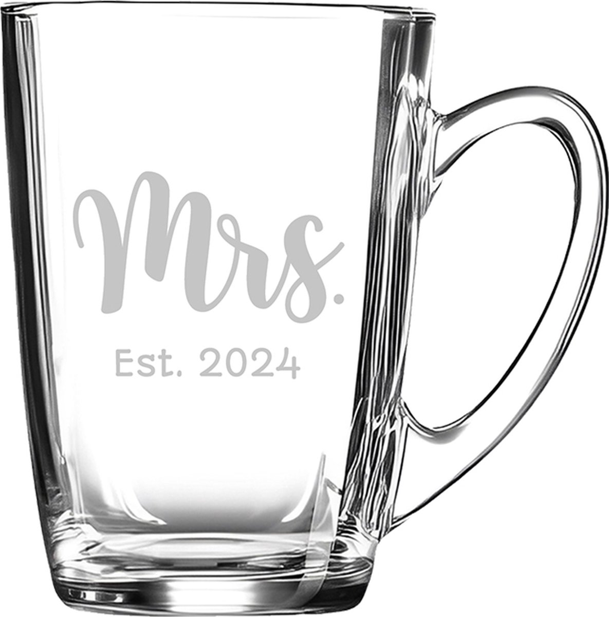Gegraveerde Theeglas 32cl Mrs. Est. 2024