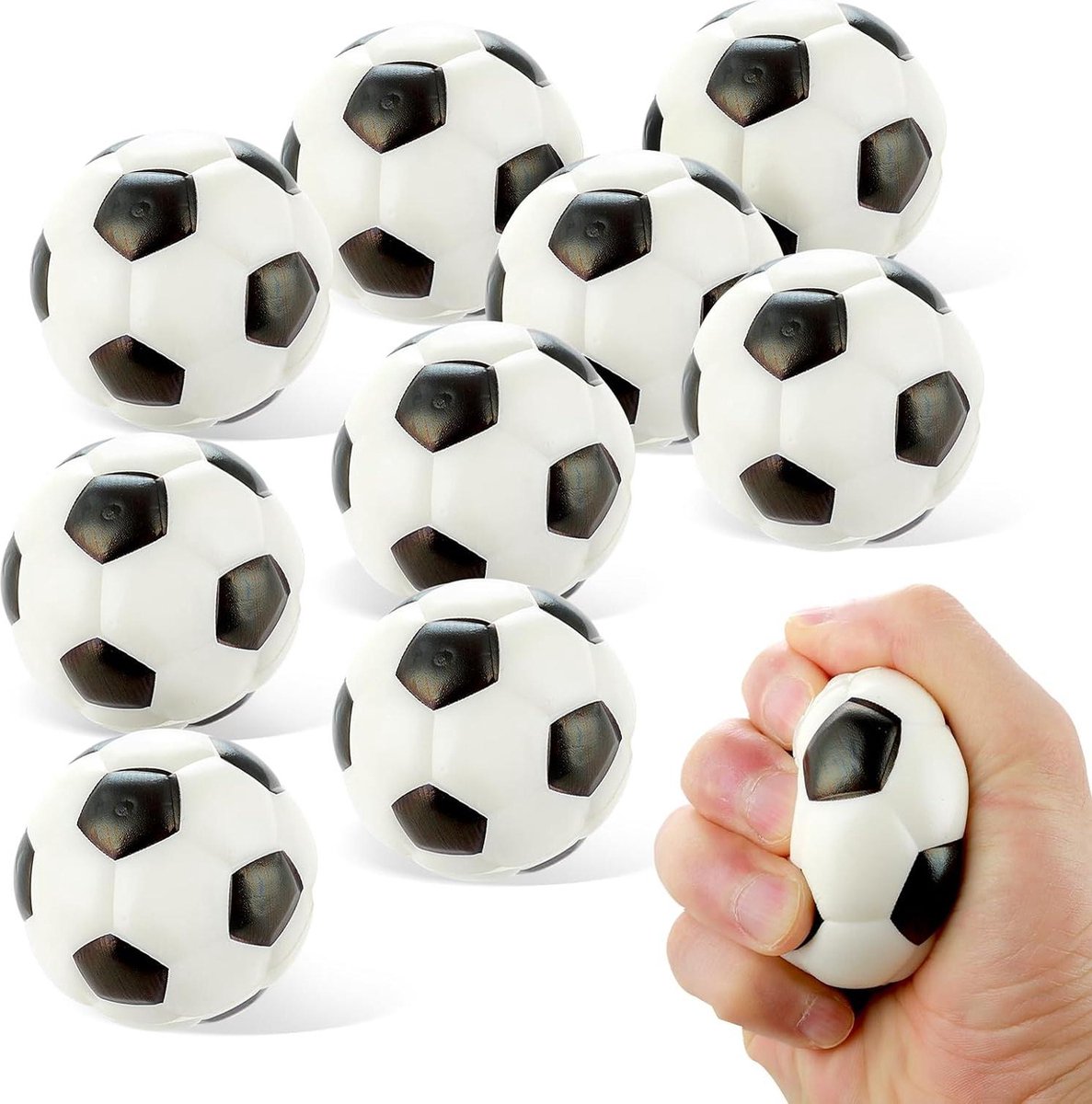 Stressballen - 9 stuks mini stressballen - 6 cm - decompressiespons - voetbal knijpbal - antistressbal - spons knikbal - tafelvoetbal - sponsbal - kinderen - volwassenen