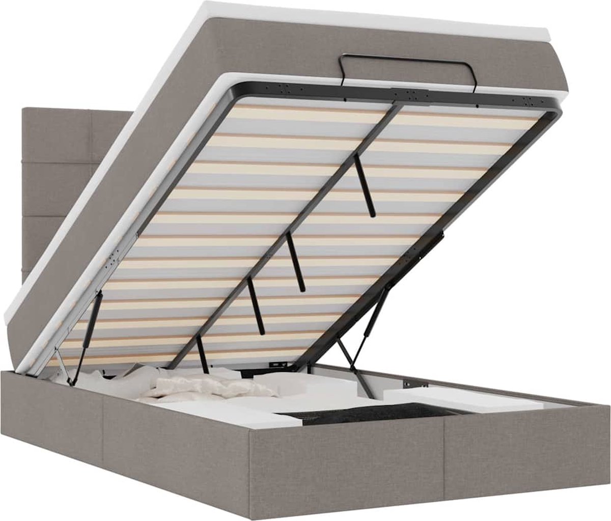 vidaXL - Ottoman - bed - met - matras - 120x200cm - stof - taupe