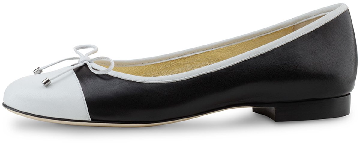 Werner Kern Mimi Ballerina Schoenen Dames - Ballerina's zwart/wit - Hoge kwaliteit nappa leer - Instappers - Platte schoenen dames - Werner Kern Ballerinas - Zwart - wit - 41