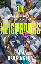 Boek kaft: 'THE NEIGHBOURS' van Emma Babbington. Vogelperspectief van een woonwijk.