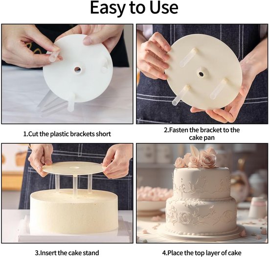 Kigniote 25 Stuks Taartsteunen, 24 cm Witte Taart Pluggen voor Cake Maken, Plastic Dowels Taart, Stevige Bakaccessoires, Multi-Tier Taartstandaards, Cake Ondersteunt voor Gelaagde Taarten