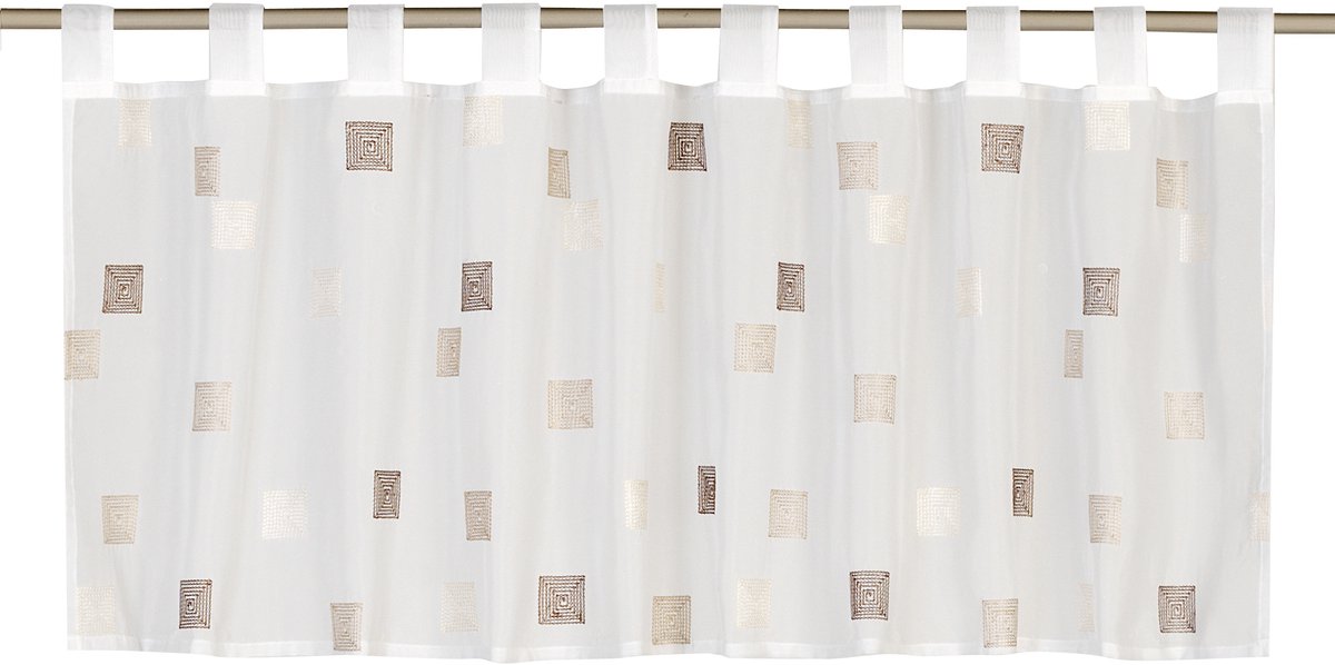 Elbersdrucke Bistro Gordijn Quadro 48x140 cm wit-bruin transparant