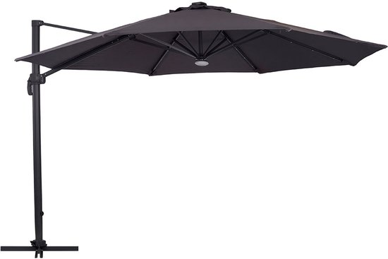 Parasol suspendu Torben ø3,5m avec éclairage à cellule solaire noir, gris.