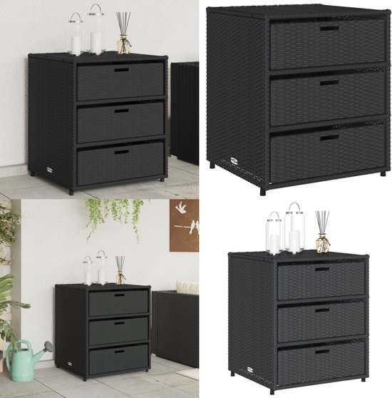 Tuinkast 83x45x76 cm poly rattan zwart