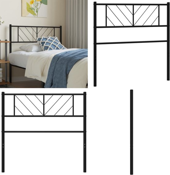 Vervangend hoofdbord 160 cm metaal zwart