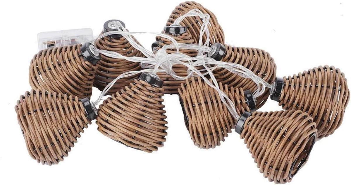 Image of 10 stuks rieten lampenslinger met LED-rattenballen - Kerstverlichting voor bruiloft en thuisdecoratie