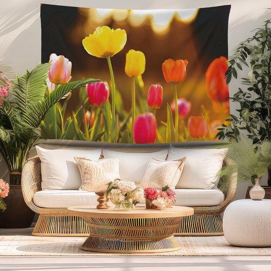 Ulticool - Tulipes Fleurs Nature - Affiche Tapisserie - 200x150 cm - Groot tapisserie - Affiche Jardin Tapisserie