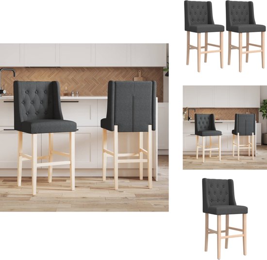 Helloshop26 - Set van 2 barkrukken stoel met hoge tafel set hout staal design keuken woonkamer 1202006/2