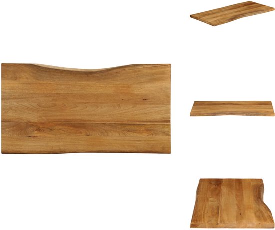 vidaXL Tafelblad met natuurlijke rand 90x80x2,5 cm massief mangohout