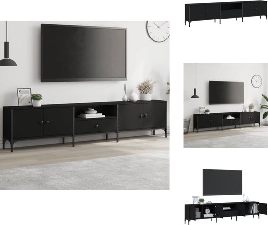 Meuble TV vidaXL - Meuble TV avec tiroir 200 x 25 x 44 cm, finition bois noir
