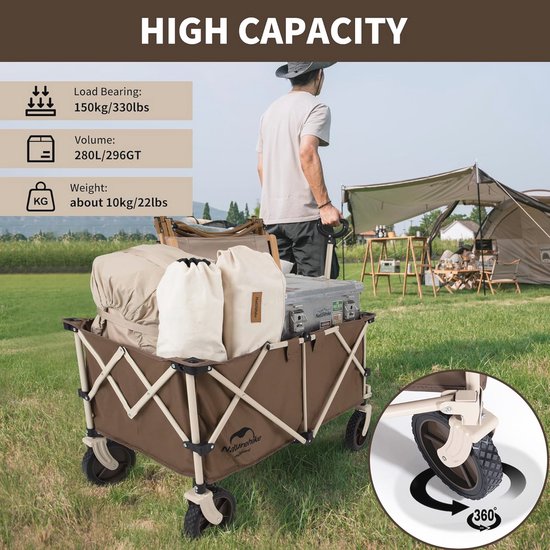 Opvouwbare Utility Wagon 280L - Ideaal voor Camping, Tuin, Sport en Winkelen van Lifetime Garden — afbeelding 4