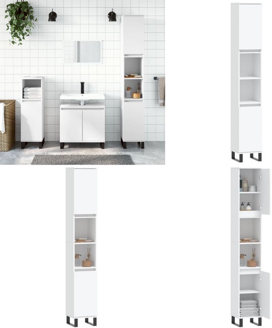 vidaXL Badkamerkast met rolhouder 20,5x20x90 cm zwart