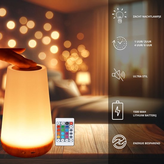2 stuks - Nachtlampje Volwassenen - Tafellamp slaapkamer - USB oplaadbaar Nachtlampje Kinderen - Leeslamp - Wake-up Light - Sfeerlamp - LED verlichting - Bedlamp voor Baby, Kinderen & Volwassenen - Leeslampje Volwassenen
