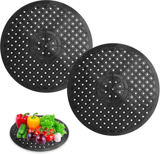2 stuks gootsteeninleg rubber, 31,4 x 26 cm, spoelbakmat, spoelmat voor spoelbak, mat, spoelbakbescherming, spatbescherming, wastafel, afdruipmat