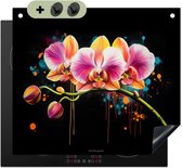 KitchenYeah® Protection plaque induction 60x50 cm - Orchidée - Graffiti - Coloré - Fleurs - Protege plaque de cuisson - Couvre plaque induction - Protecteur d'induction - Cuisine