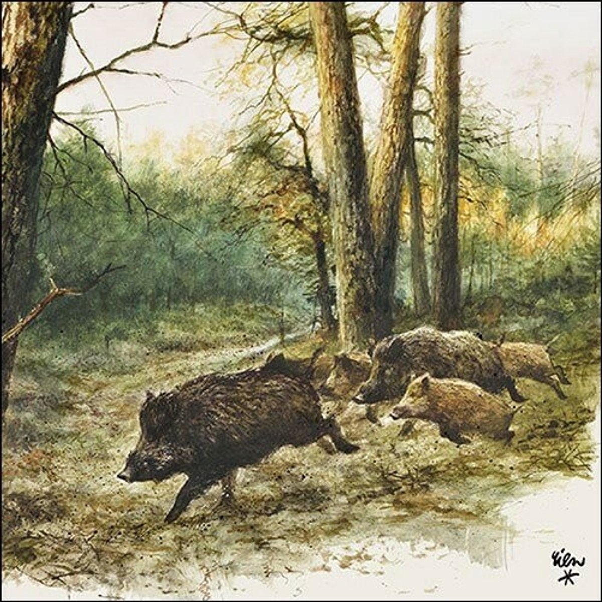 Ambiente - Lunch servetten - Wild Boars In The Woods