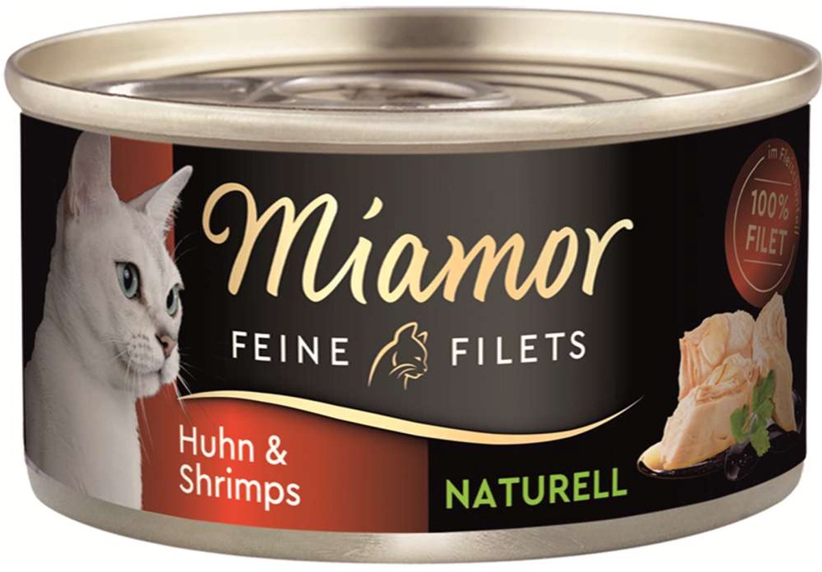 Miamor - Fijne filets naturel blik 24x80g - Kip & garnalen