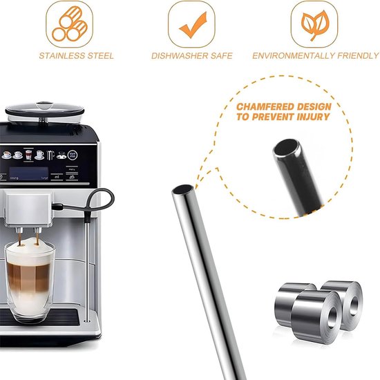 Milchschlauch Set für Siemens EQ6 EQ7-2 Silikon Ersatzschläuche mit Edelstahl Milchrohr und Reinigungsbürste, Kompatibel mit Siemens EQ6 Series 300/500/700 und Bosch VeroAroma Kaffeevollautomat