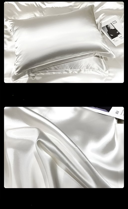 Laken de Beddengoed avec housse de couette et Couvre-lits complet, Set double face de quatre pièces, Beddengoed d'été en satin Pink et White