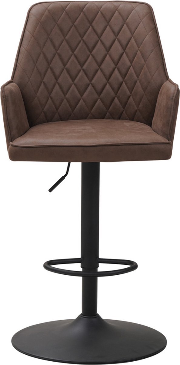 Bolt Edge Barkruk - Taupe - Met rugleuning en armleuning - Microvezel - Voor keuken en bar - Set van 1