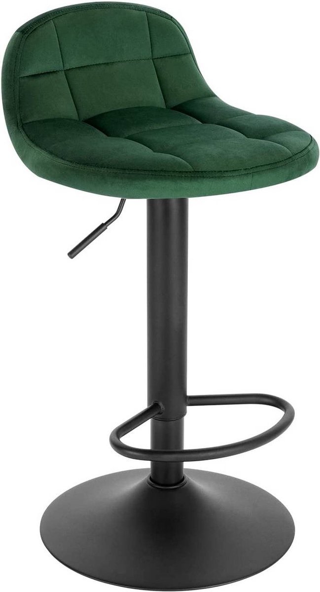 Bolt Edge Barkruk - Donkergroen Velvet - Industrial - Rugleuning - Verstelbaar - Set van 1