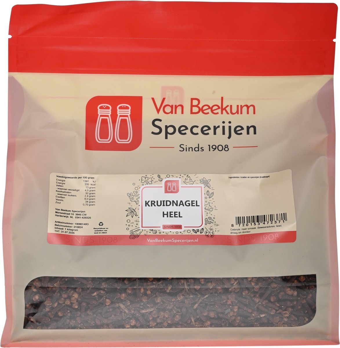 Goedkoopste Van Beekum Specerijen - Kruidnagel Heel - 1 kilo (hersluitbare stazak