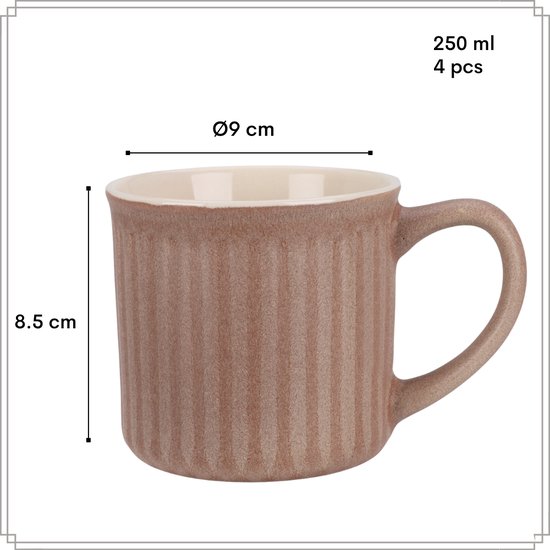 OTIX Koffiekopjes - met Oor - Set van 4 - Koffietassen - 250ml - Theemok - Aardewerk - MOSS