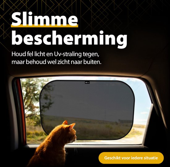 Perow - Zonnescherm Auto - UV Protectie - Zonnescherm auto kind - Baby - Zwart - Set van 2 van Perow — afbeelding 5