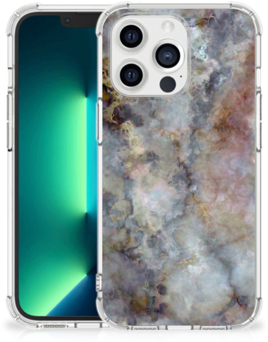 iPhone 13 Pro Max Anti-Shock Hoesje Marmer Grijs