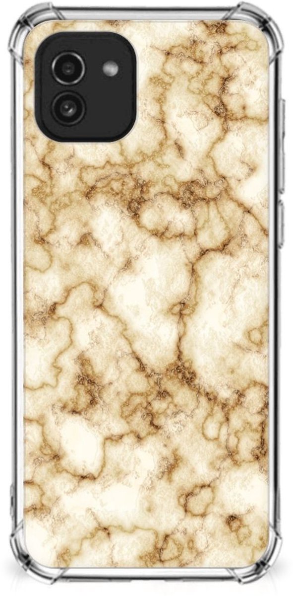 Samsung Galaxy A03 Anti-Shock Hoesje Marmer Goud
