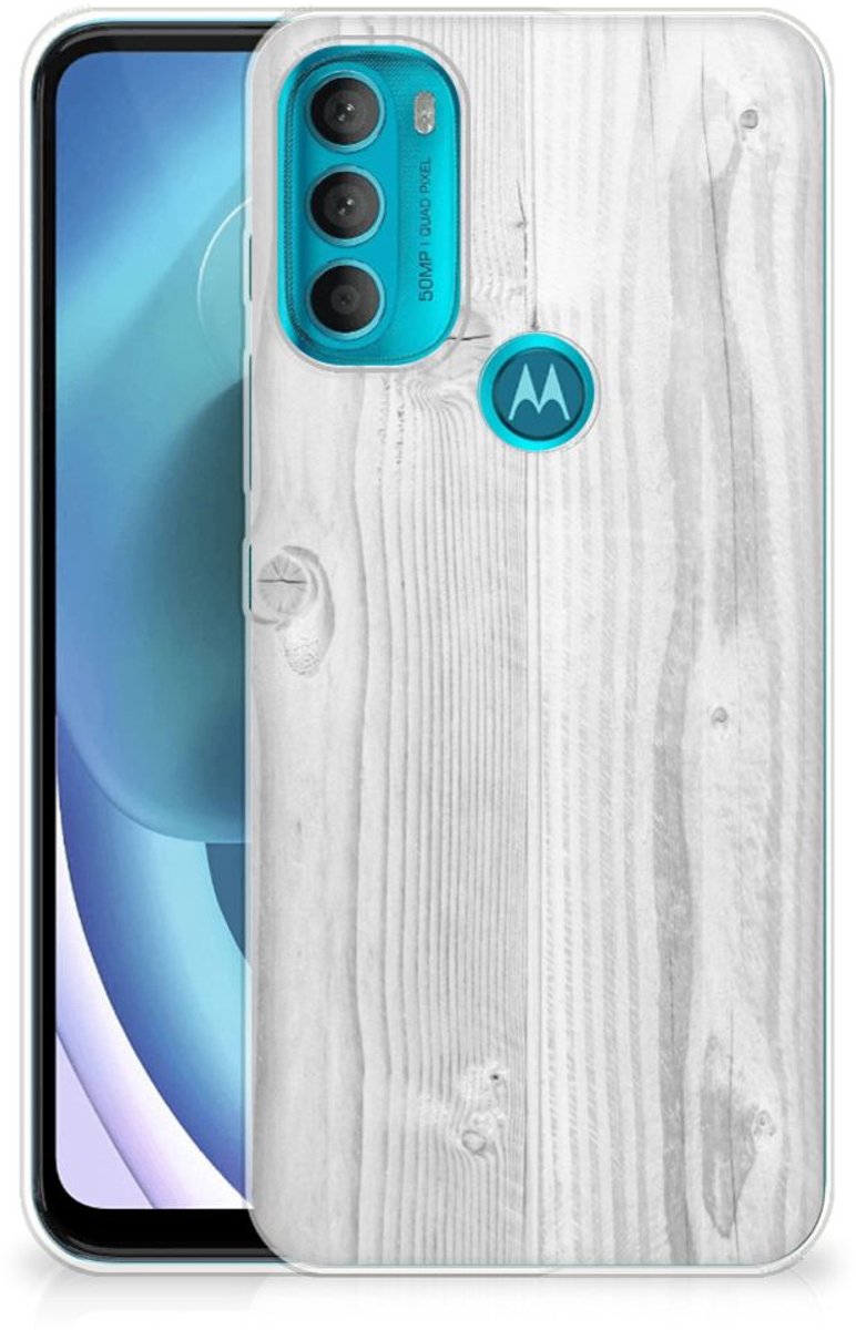 Motorola Moto G71 5G Bumper Hoesje White Wood